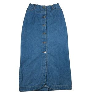 Roughrider vintage western denim maxi skirt fitted Button-Front coastal cowgirl